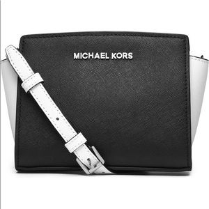 Michael Kors Black White Selma Mini Crossbody Bag
